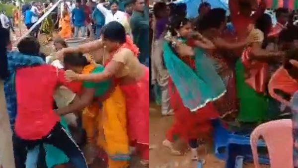 என்னா அடி.. அங்க பாருங்க.. ஒருத்தன் சேரை தூக்கி எங்க அடிக்கிறான்னு.. கல்யாண கலாட்டா.. வைரல் வீடியோ!