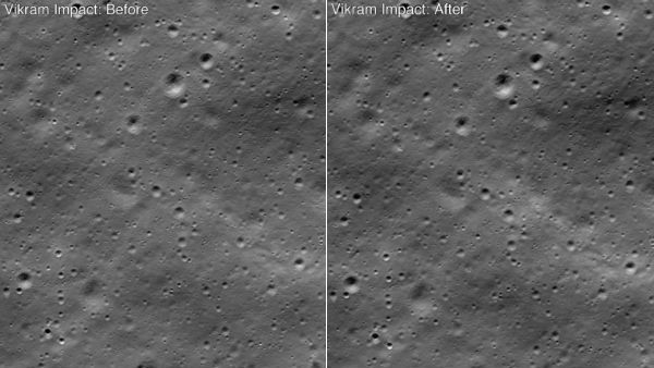 மோதுவதற்கு முன்.. மோதிய பின்.. விக்ரம் லேண்டரால் நிலவில் ஏற்பட்ட மாற்றம்.. ஷாக்கிங் வீடியோ!