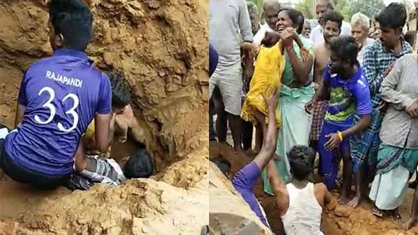 வெறும் 15 நிமிஷம்தான்.. .குழிக்குள் விழுந்த 3 வயது சிறுமி.. அலேக்காக வெளியே கொண்டு வந்த இளைஞர்கள்!
