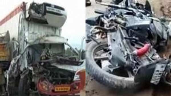 2 டிரைவர்களுமே தூங்கி.. நேருக்கு நேர் மோதி.. ஒரே பைக்கில் போன 3 பேரும்.. ஸ்பாட்டிலேயே பரிதாப மரணம்