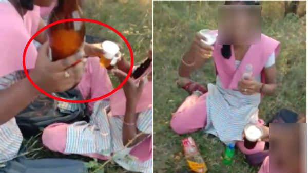 காட்டு பகுதியில் 3 மாணவிகள்.. ஸ்கூல் பிள்ளைங்க.. கையில் பீர் பாட்டில்.. சியர்ஸ் வேறு.. ஷாக் வீடியோ!