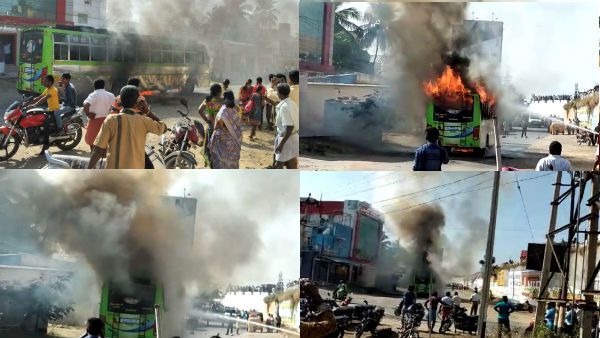 கண்ணே தெரியல.. ஒரே புகை.. ஓடும் பஸ்ஸில் திடீர் தீ.. வெடித்து சிதறிய கண்ணாடிகள்.. சேலத்தில் பரபரப்பு