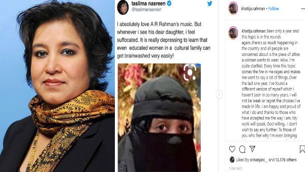 பர்தா விவகாரம்.. தஸ்லிமா நஸ்ரினுக்கு ஏ.ஆர். ரஹ்மான் மகள் கதிஜா செம பதிலடி