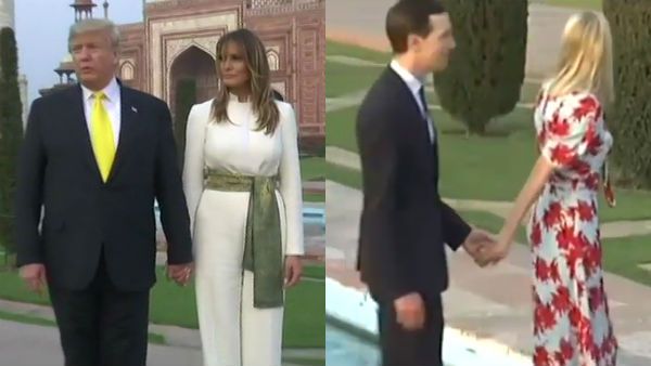 யமுனை ஆற்றிலே.. ஈரக் காற்றிலே.. தாஜ்மஹாலில் டிரம்ப்.. உதடுகளில் புன்னகை தவழ.. மெலனியா கை பற்றியபடி!