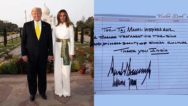 பிரமிப்பை தூண்டுகிறது தாஜ்மஹால்.. இந்திய கலாச்சாரத்தின் அழகு.. விசிட்டர் புத்தகத்தில் டிரம்ப்