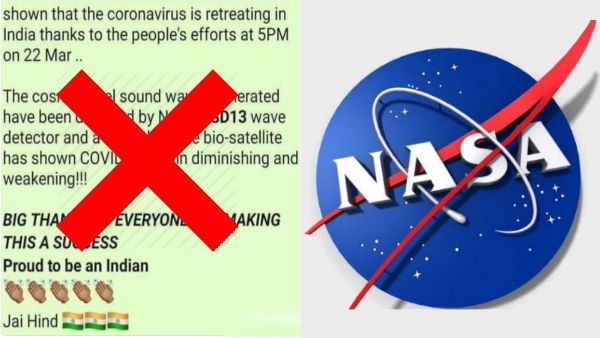 கை தட்டியதும் கொரோனா வைரஸ் பறந்து போயிருச்சா.. நாசா பெயரில் உலா வந்த போலி செய்தி.. இதுதான் உண்மை!