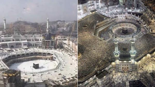 கொரோனா பயம் காரணம்.. வெறிச்சோடிய மெக்கா மசூதி.. வரலாற்றிலேயே இப்படி நடந்தது இல்லை