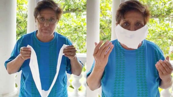 கைகுட்டை மூலம் மாஸ்க் செய்து அசத்திய கிரண்பேடி... சமூகவலைதளங்களில் வைரலாகும் வீடியோ