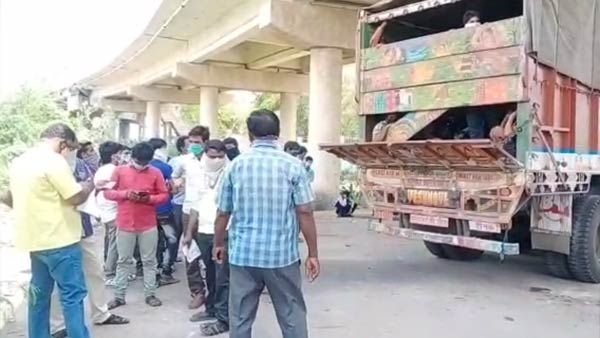 ராஜஸ்தானுக்கு லாரியில் செல்ல முயன்ற 50 தொழிலாளர்கள் அரக்கோணத்தில் தடுத்து நிறுத்தம்
