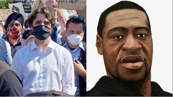 கருப்பு மாஸ்க் அணிந்தபடி.. 9 நிமிடங்கள் முழங்காலிட்டு கருப்பினத்தவர்களுக்கான பேரணியில் கனடா பிரதமர்