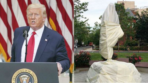 அவமானம்.. காந்தியின் சிலையை அவமதித்துவிட்டனர்.. பொங்கி எழுந்த அதிபர் டிரம்ப்.. கடும் கண்டனம்!