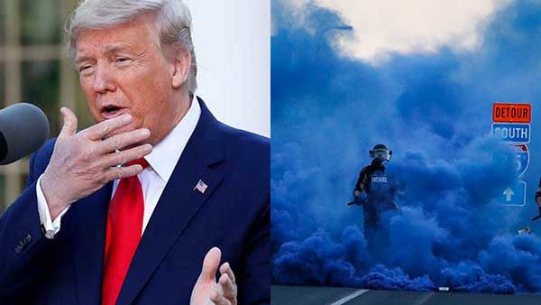 சர்ச்சுக்கு நடந்து சென்ற டிரம்ப்.. பாதுகாப்பிற்காக போராட்டக்காரர்கள் மீது கண்ணீர் புகை வீசிய போலீஸ்