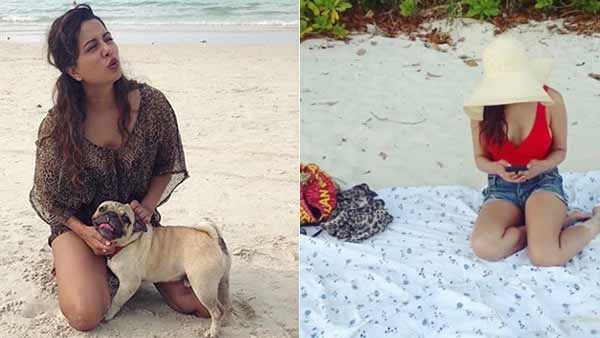 கடற்கரையில் குட்டி நாயுடன்.. மண்டியிட்டுக் கொஞ்சிய ரைசா.. செம ஜாலி படம்!