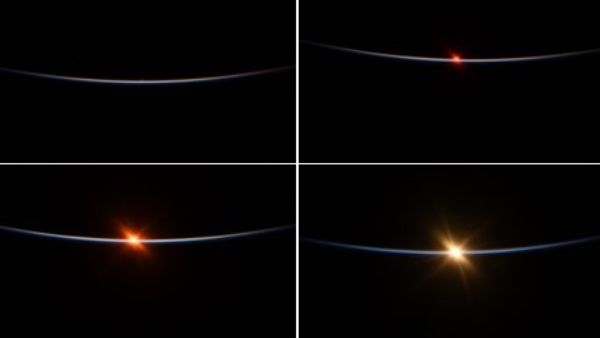 வெண் கீற்று.. நடுவே மஞ்சள் நிற சிறு புள்ளி.. ஆஹா.. இப்டி ஒரு சூர்யோதயத்தை நீங்க பார்த்திருக்கீங்களா