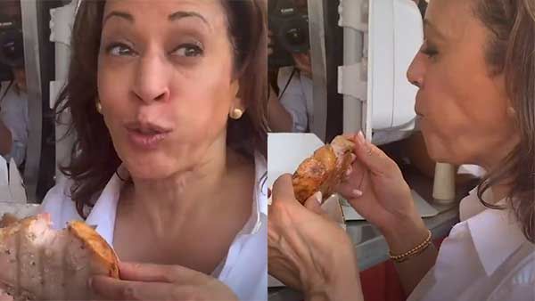 பன்றிக் கறியை.. நல்லா இழுத்து கடித்து சுவைத்து சாப்பிடும் கமலா ஹாரிஸ்.. 