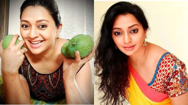 என் வீட்டுத் தோட்டத்தில்.. பழங்கள், காய்கறிகளுடன் கலகலப்பான காயத்ரி ஜெயராமன்..!