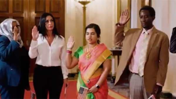 வெள்ளை மாளிகையில் பட்டுப் புடவையில் அமெரிக்க குடியுரிமை பெற்ற இந்திய பெண் சுதா சுந்தரி நாராயணன்