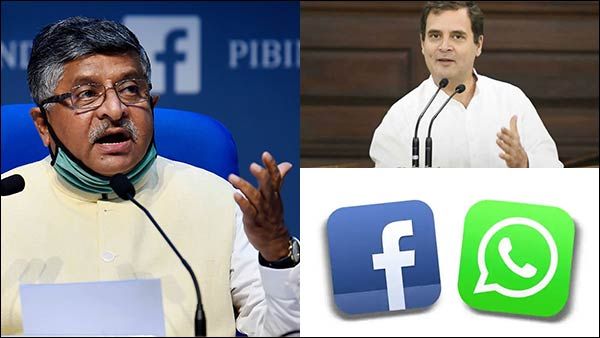 வாட்ஸ்அப் பேஸ்புக் பாஜக கட்டுப்பாட்டில் இருக்கு என்கிறார் ராகுல்காந்தி- ரவிசங்கர் பிரசாத் பதிலடி