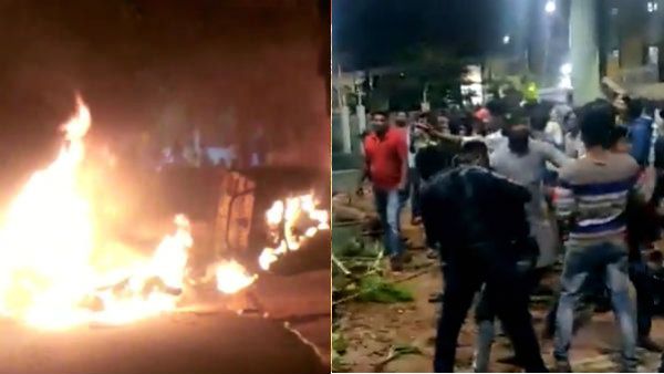 பெங்களூரு: எம்எல்ஏ சீனிவாசமூர்த்தி வீடு சூறை- வாகனங்கள் தீக்கிரை- துப்பாக்கிச் சூட்டில் 3 பேர் பலி