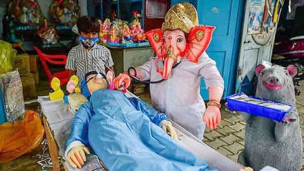 விநாயகர் சதுர்த்தி ஸ்பெஷல் 2020: கொரோனாவை வதம் செய்யும் விநாயகர்... டாக்டர் விநாயகர்