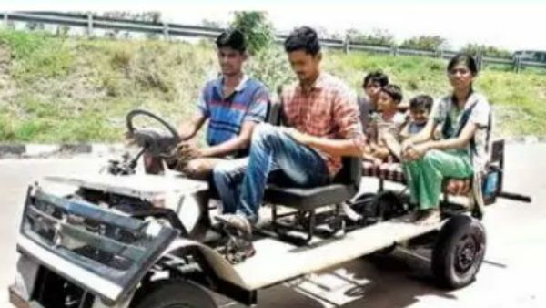 பெடல் இருக்கு.. பெட்ரோல் எதற்கு.. மிதித்து சுற்றினால் விர்ருன்னு ஓடும் பேட்டரி கார்.. சூப்பர்!