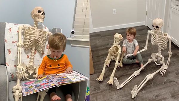 “நீதான் என் உயிர்த்தோழன்”.. 24 மணி நேரமும் எலும்புக்கூடுடன் சுற்றும் 2 வயது குட்டிப்பையன்!