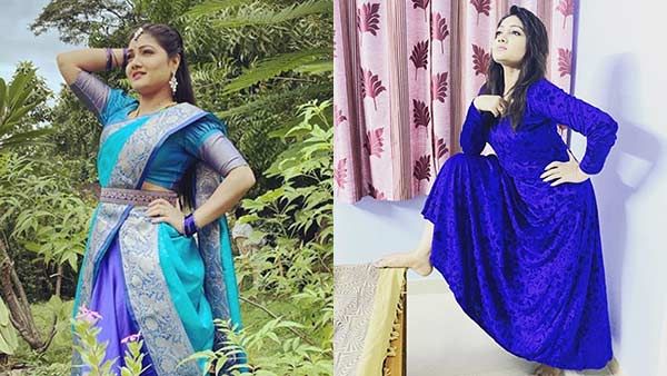 ஃபுல்லா ப்ளூ.. பளிச்சுன்னு தூக்கல் அழகுடன்.. பிரியங்கா நல்கரி!