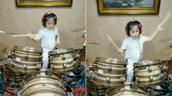 என்னா வேகம்.. கொள்ளை அழகு.. நம்ம டிரம்ஸ் சிவமணிக்கே டஃப் கொடுக்கும் போலயே இந்தக் குட்டிப்பாப்பா!