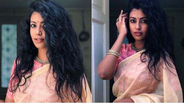 பளிச் சேலையில் தேவதை போல ஜொலிக்கறீங்களே கண்ணம்மா!