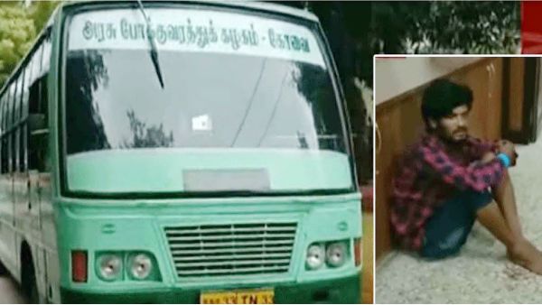 அரசுப் பேருந்தை ஆட்டையை போட முயன்ற போதை ஆசாமி... 1 கி.மீ.துரத்திச் சென்று மடக்கிப் பிடிப்பு..!