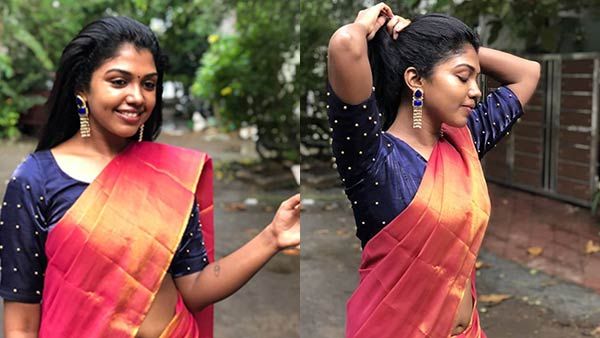 சேலையை இறக்கிக் கட்டி.. குடும்பப் பாங்கை ஏறக் கட்டிய ரித்விகா.. ரசிகர்களுக்கு ஜிலீர்!