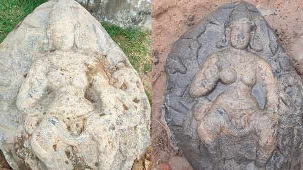 1300 ஆண்டுகள் பழமை.. வெண் கொற்றக் குடையுடன்.. காஞ்சிபுரம் அருகே பல்லவர் கால தேவி சிலை கண்டெடுப்பு