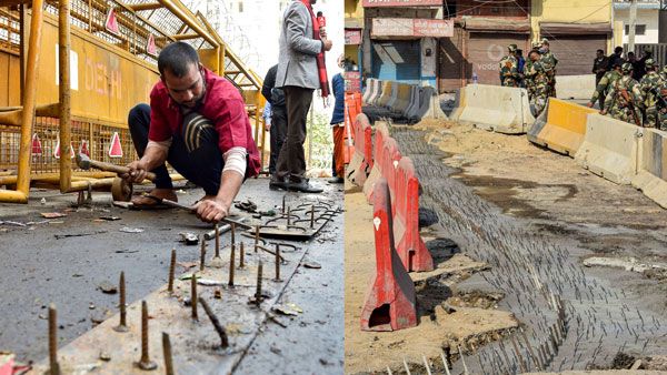 நடுரோட்டில் நட்டு வைத்த ஆணிகளை.. ஒவ்வொன்றாக 