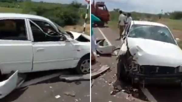 சீட் பெல்ட்டால் சிறு காயம் கூட ஏற்படாமல் உயிர் தப்பிய டிரைவரும், அவரது மனைவியும்.. வைரல் வீடியோ