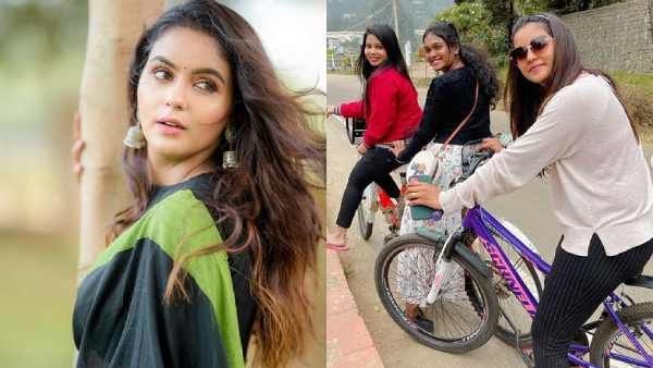 புருஷன் கூட ஹனிமூன் போகாம.. இப்படி சைக்கிள் ஓட்டி விளையாடறீங்களே சைத்ரா!