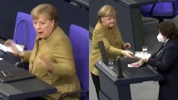 மாஸ்க்கை மறந்ததால்... பதறிய ஜெர்மனி அதிபர்... பாராட்டும் நெட்டிசன்கள் வைரல் வீடியோ