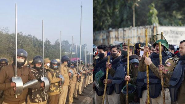 வைரலான டெல்லி போலீசின் நீண்ட வாள், மெட்டல் லத்தி படங்கள்.. விசாரணைக்கு உத்தரவு!