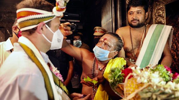 பரிவட்டம் கட்டி... நெல்லையப்பர் கோவிலில் பரவசத்துடன் சுவாமி தரிசனம் செய்த ராகுல் காந்தி