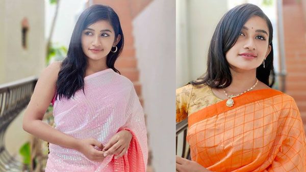 இப்படி அப்படி... பாவாடை தாவணியில்.. மிரட்டும் ரவீனா