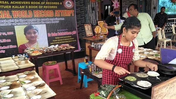40 நிமிடத்தில் 60 வகை பாரம்பரிய உணவுகள்... அசரவைக்கும் 8 ம் வகுப்பு மாணவி