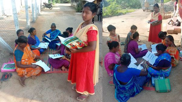 சிவகங்கையில் ஒரு புதுமைப்பெண்... தினமும் முதியவர்களுக்கு கல்வி கற்றுக் கொடுத்து அசத்தும் நந்தினி!