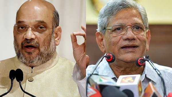 கொல்கத்தா விமான நிலையத்தில் அமித்ஷாவுடன் சீதாராம் யெச்சூரி திடீர் சந்திப்பால் பரபரப்பு