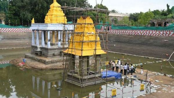 அத்திவரதர் சிலை இருக்கும் அனந்த சரஸ் குளத்தில் மீண்டும் மத்திய நீர் வளத்துறையினர் ஆய்வு