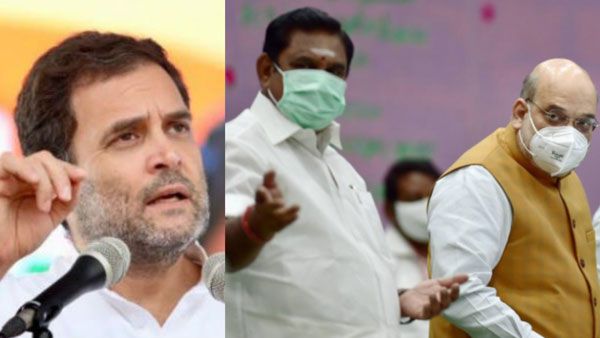 ஒற்றை மொழி தேசம் தேவையில்லை.. அமித்ஷா காலில் விழுந்து கிடக்கும் பழனிசாமி.. ராகுல் காந்தி ஆவேசம்