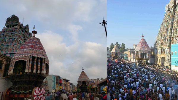 திருவானைக்காவல் ஜம்புகேஸ்வரர் அகிலாண்டேஸ்வரி கோவில் பங்குனி தேரோட்டம் கோலாகலம் 