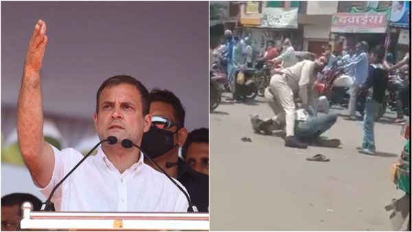 மத்தியபிரதேசத்தில் மாஸ்க் அணியாத இளைஞர் மீது மிருகத்தனமாக தாக்குதல் - ராகுல்காந்தி கண்டனம்
