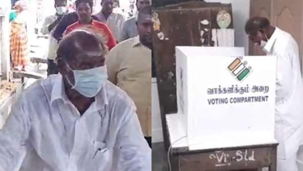 நல்ல நேரம் பார்த்து.. வாக்குச்சாவடியில் 5 நிமிடம் காத்திருந்து.. வாக்கினை பதிவு செய்த ரங்கசாமி!