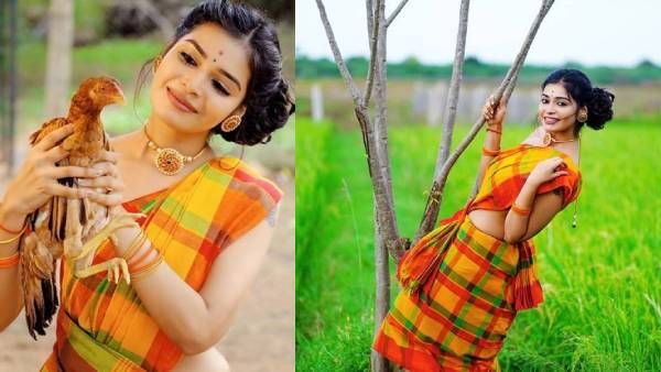 அழகு கொஞ்சும் இயற்கையா.. இளமை ததும்பும் தர்ஷாவா.. எதை ரசிக்க.. குழம்பிய ரசிகர்கள்!