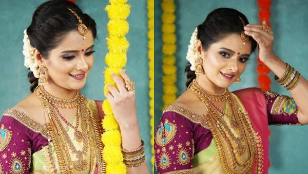 மேக்கப் ஹெவியா இருக்கே.. திருமண கோலத்தில் வெட்கத்தை சிந்திய ஹரிப்ரியா!