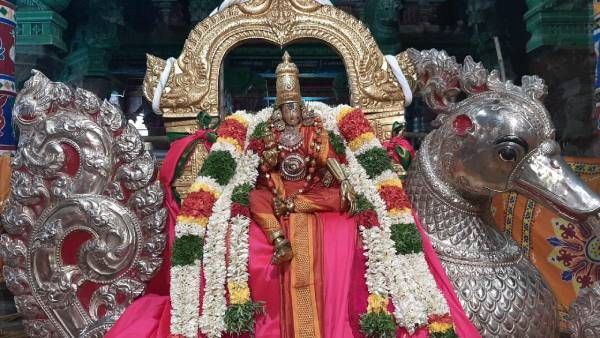 ஆடி முளைக்கொட்டு திருவிழா: அன்ன வாகனத்தில் அருள்பாலித்த மதுரை மீனாட்சியம்மன்